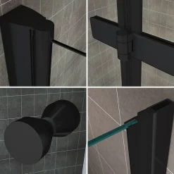 Porte De Douche|Saniverre Porte de douche pliante MONABLACK H.195 largeur réglable 92 à 96 cm verre transparent -