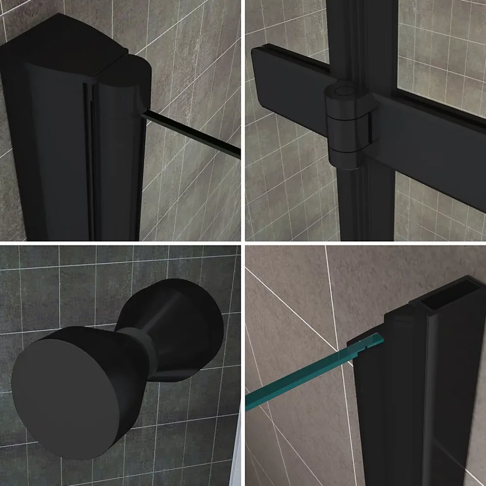 Porte De Douche|Saniverre Porte de douche pliante MONABLACK H.195 largeur réglable 92 à 96 cm verre transparent -