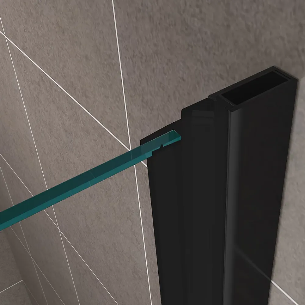 Porte De Douche|Saniverre Porte de douche pliante MONABLACK H.195 largeur réglable 92 à 96 cm verre transparent -
