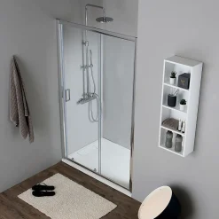 Kiamami Valentina Porte de douche pour niche 130 cm verre clair réversible - new giada