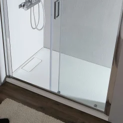 Kiamami Valentina Porte de douche pour niche 130 cm verre clair réversible - new giada