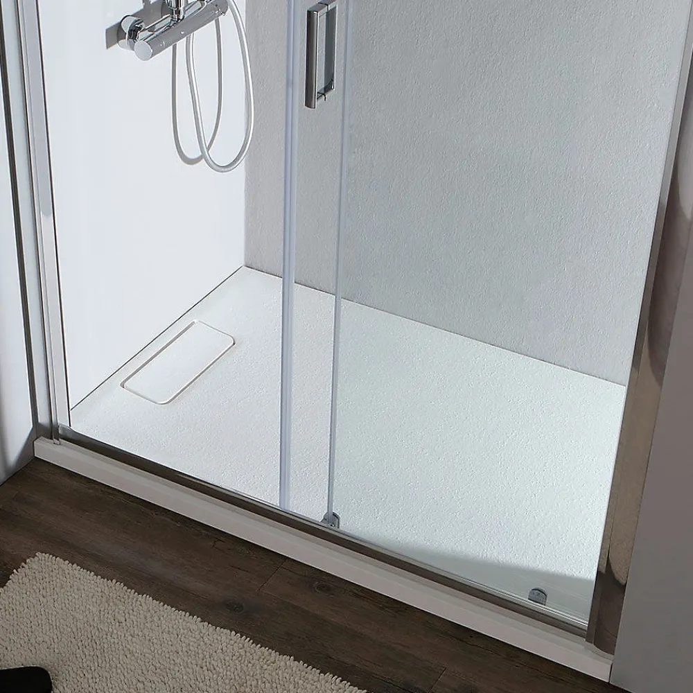 Kiamami Valentina Porte de douche pour niche 130 cm verre clair réversible - new giada