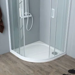 Kiamami Valentina Porte De Douche Semi-Circulaire Avec Profilés Blancs 80X80 Cm - Venere