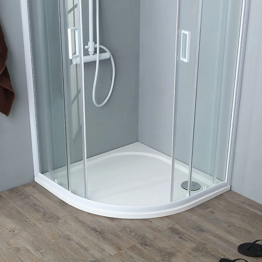 Kiamami Valentina Porte De Douche Semi-Circulaire Avec Profilés Blancs 80X80 Cm - Venere