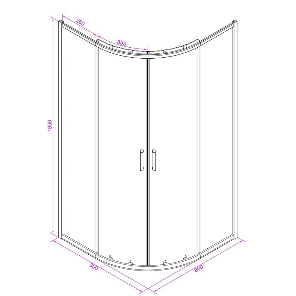 Kiamami Valentina Porte De Douche Semi-Circulaire Avec Profilés Blancs 80X80 Cm - Venere