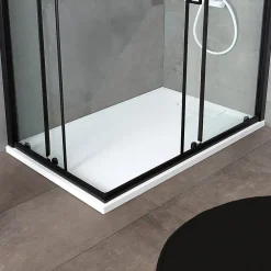 Kiamami Valentina Porte De Douche 80X100 H 190 Profilé Noir Mat Verre Clair - City