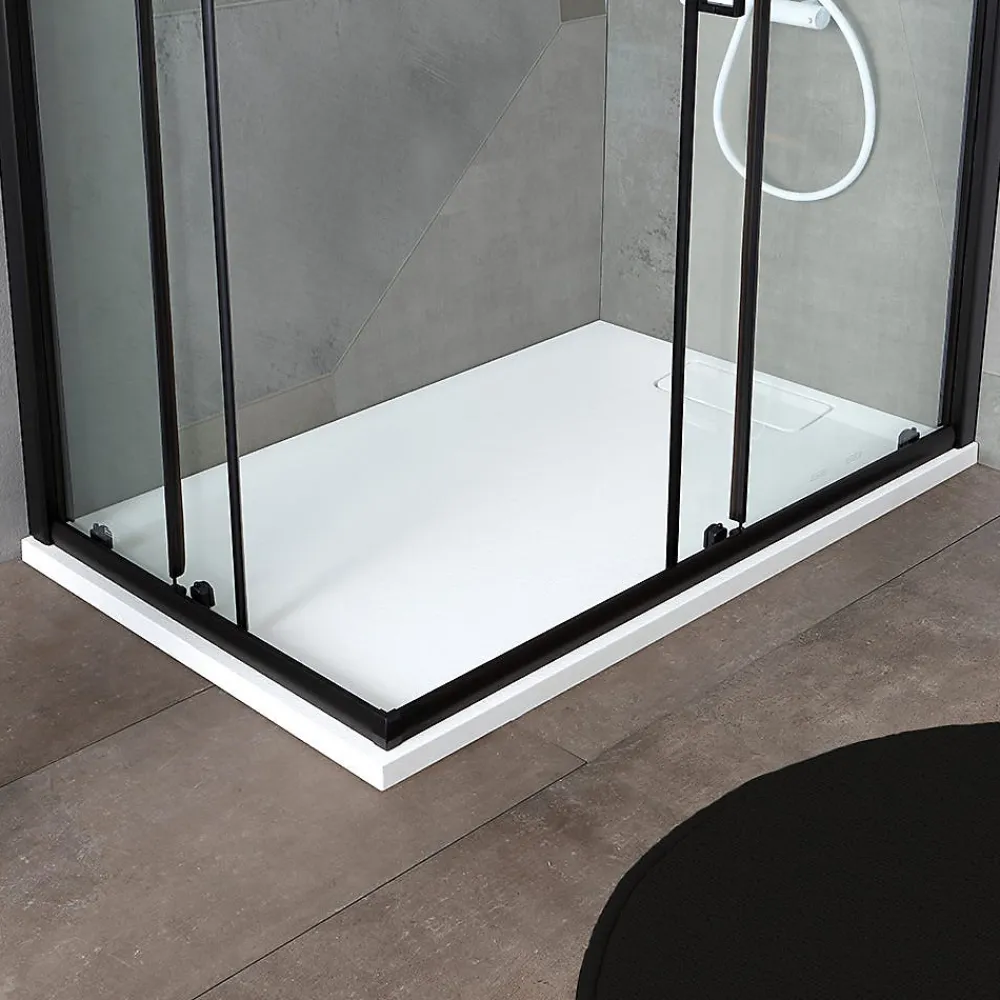 Kiamami Valentina Porte De Douche 80X100 H 190 Profilé Noir Mat Verre Clair - City