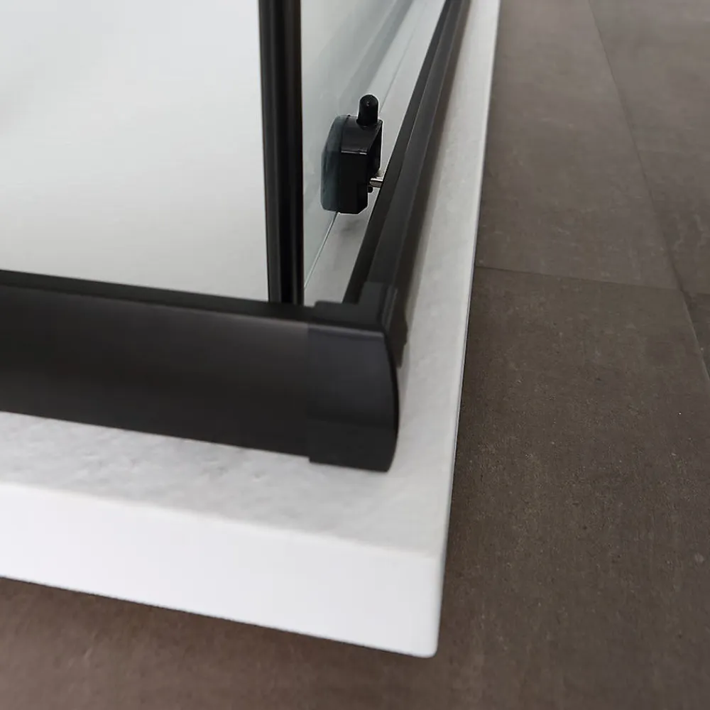 Kiamami Valentina Porte De Douche 80X100 H 190 Profilé Noir Mat Verre Clair - City