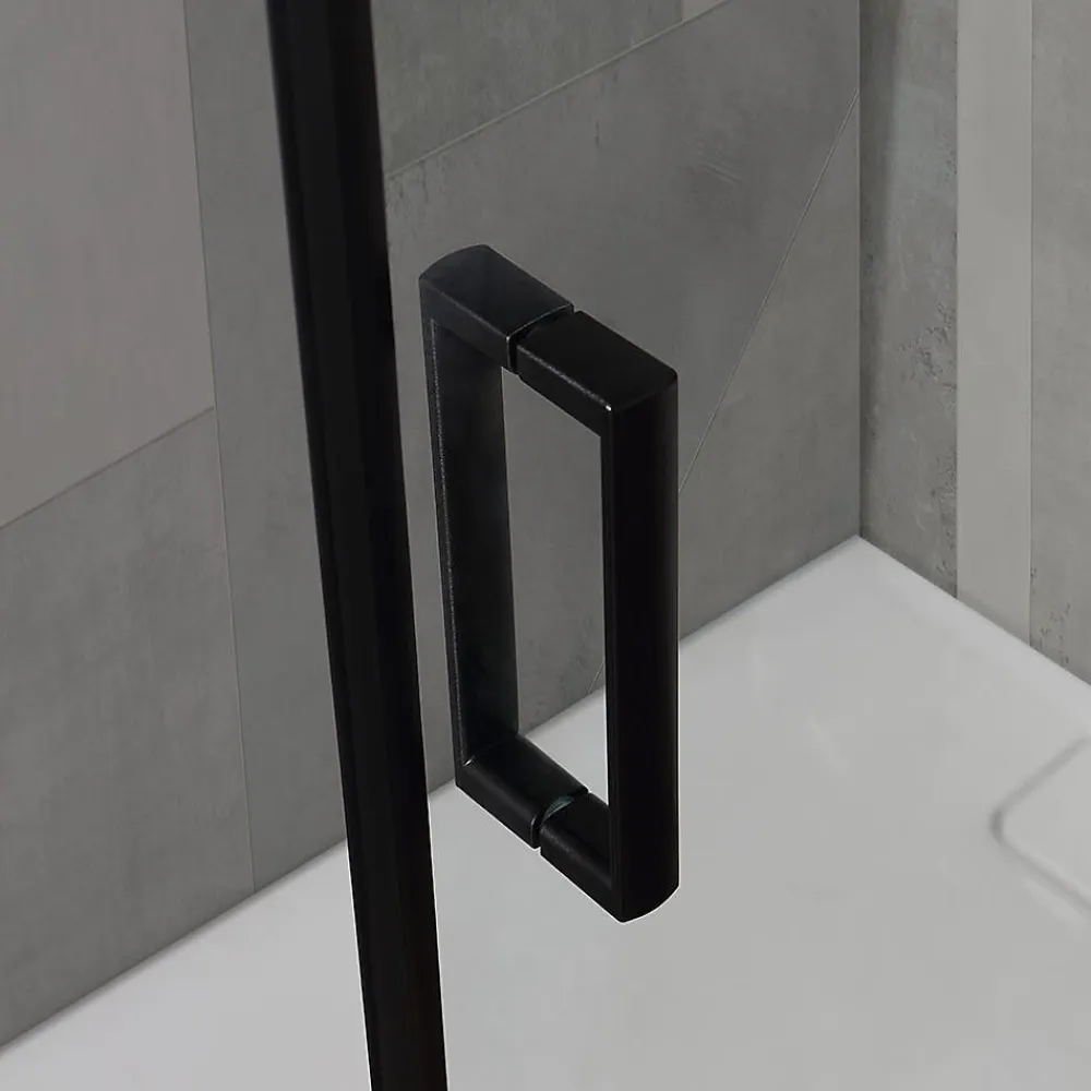 Kiamami Valentina Porte De Douche 80X100 H 190 Profilé Noir Mat Verre Clair - City