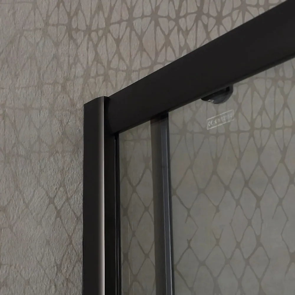 Kiamami Valentina Porte De Douche 80X100 H 190 Profilé Noir Mat Verre Clair - City