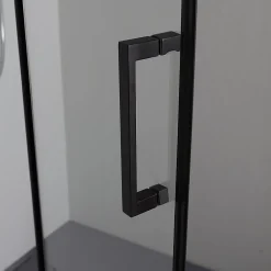 Kiamami Valentina Porte De Douche 80X100 Noire Mate Réversible Avec Deux Portes Battantes En Verre - London