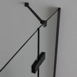 Kiamami Valentina Porte De Douche 80X100 Noire Mate Réversible Avec Deux Portes Battantes En Verre - London
