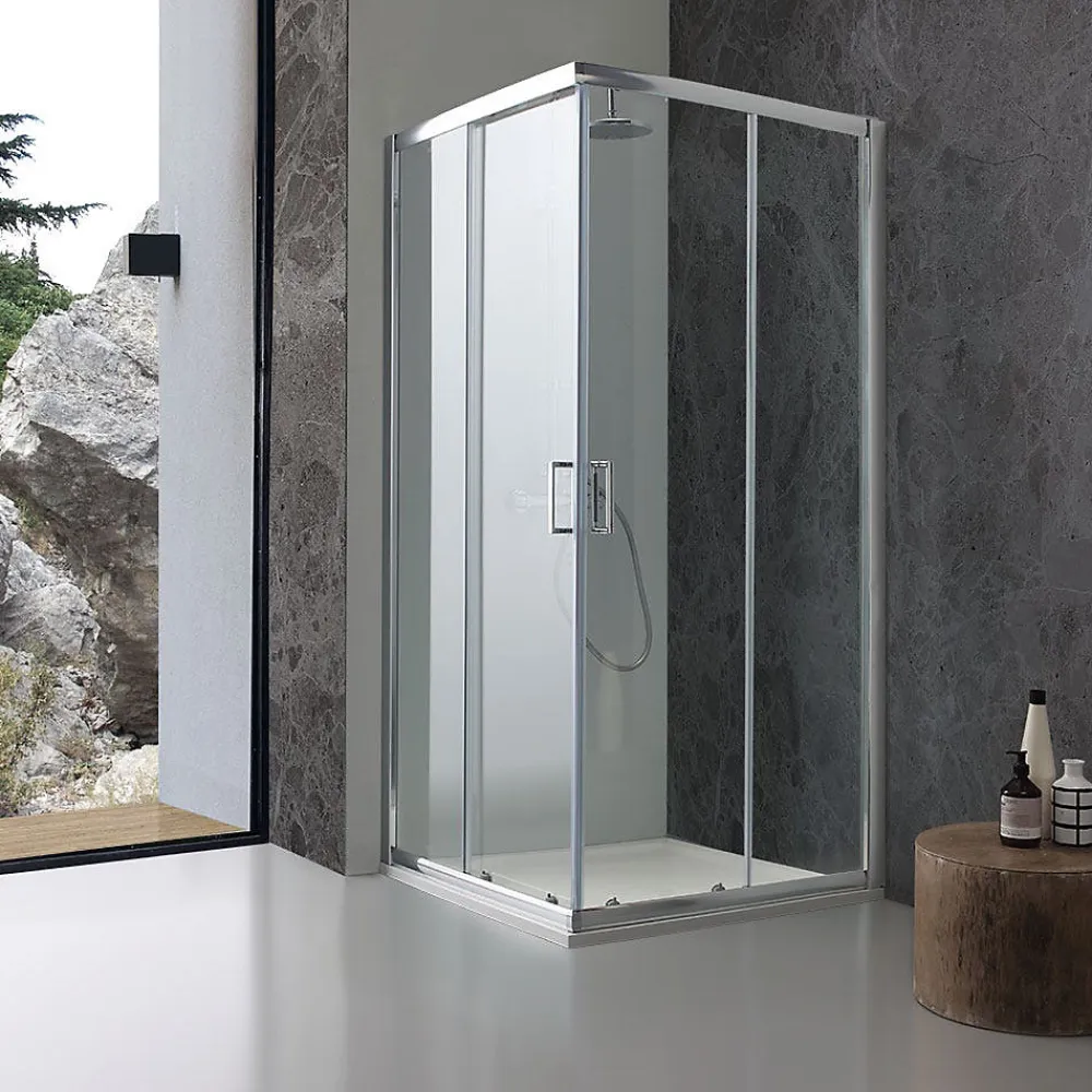 Kiamami Valentina Porte De Douche 80X80 Transparente Portes Coulissantes Profilés Chromés - Giada