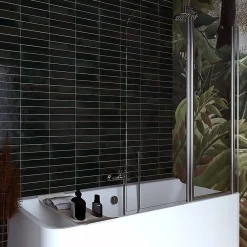 Pare-Baignoire|Kiamami Valentina Porte fixe de 120 cm au plafond + porte battante réversible