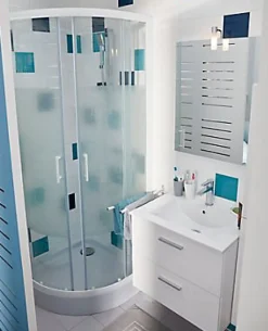 Cooke & Lewis Portes de douche angle circulaire Onega sérigraphié 80 x 80 cm