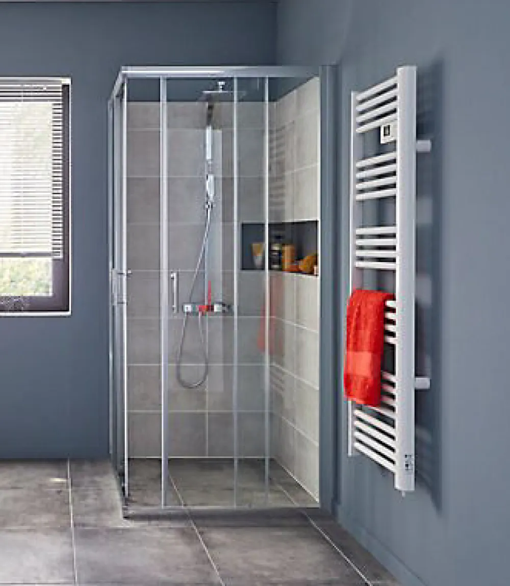 Cooke & Lewis Portes de douche angle droit Onega transparent 90 x 90 cm
