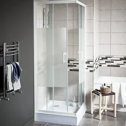 Porte De Douche|Cooke & Lewis Portes de douche angle droit Onega sérigraphié 70 x 70 cm