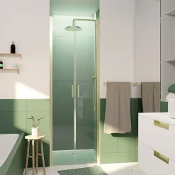 Galedo Portes de douche battantes 80 x 200 cm, profilés doré brossé, Saloon
