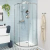 Porte De Douche|GoodHome Portes de douche coulissantes accès d'angle quart de cercle l.80 x L.80 x H.195 cm, verre transparent, profilés alu chrome, Ledava