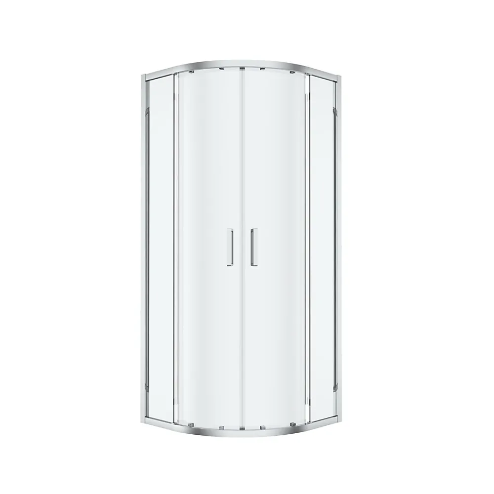 Porte De Douche|GoodHome Portes de douche coulissantes accès d'angle quart de cercle l.80 x L.80 x H.195 cm, verre transparent, profilés alu chrome, Ledava