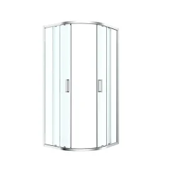 Porte De Douche|GoodHome Portes de douche coulissantes accès d'angle quart de cercle l.80 x L.80 x H.195 cm, verre transparent, profilés alu chrome, Ledava