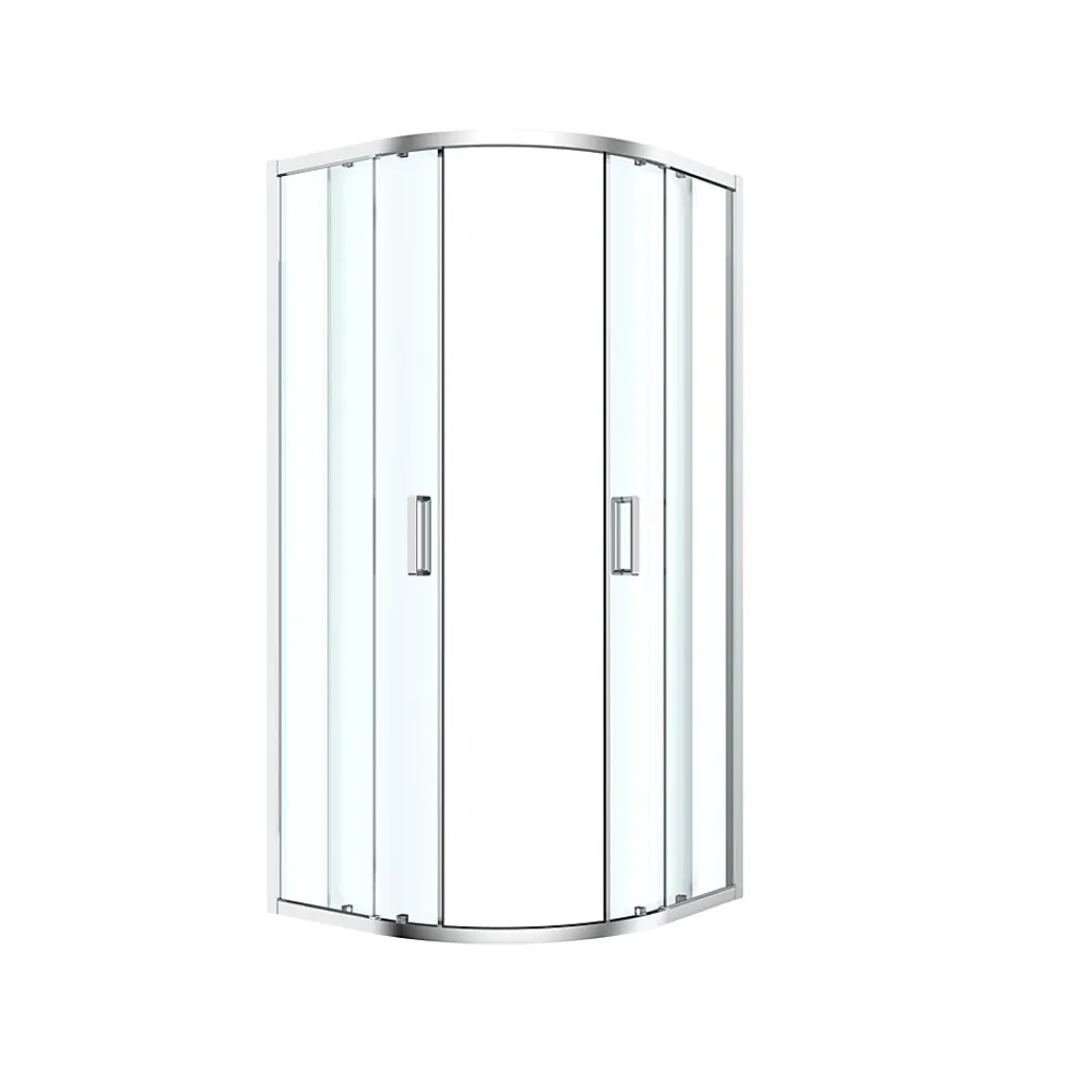 Porte De Douche|GoodHome Portes de douche coulissantes accès d'angle quart de cercle l.80 x L.80 x H.195 cm, verre transparent, profilés alu chrome, Ledava