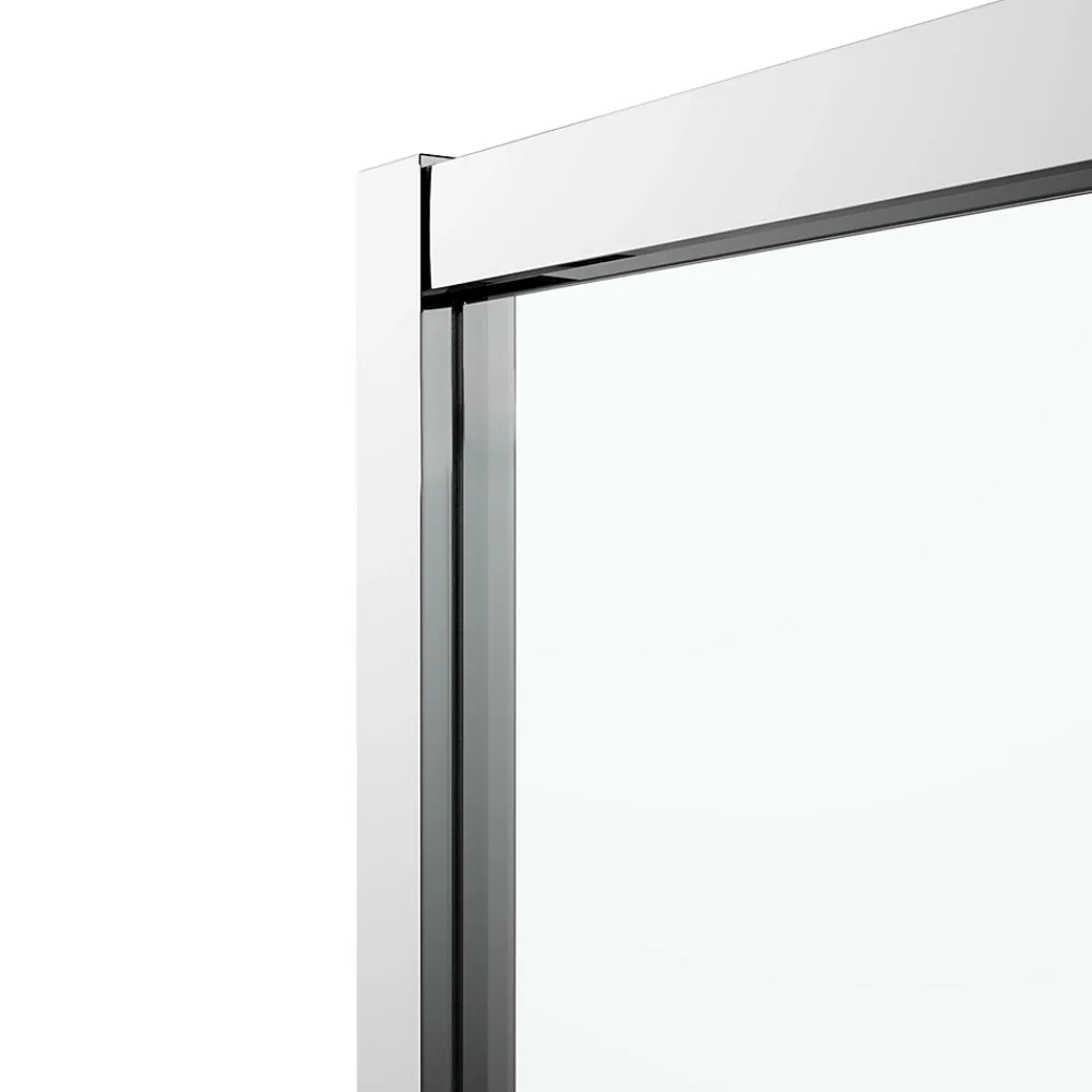 Porte De Douche|GoodHome Portes de douche coulissantes accès d'angle quart de cercle l.80 x L.80 x H.195 cm, verre transparent, profilés alu chrome, Ledava