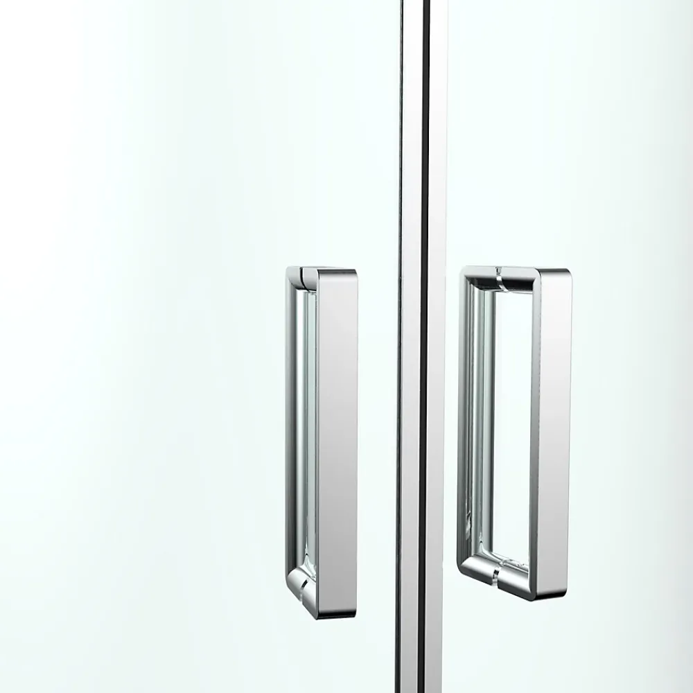 Porte De Douche|GoodHome Portes de douche coulissantes accès d'angle quart de cercle l.80 x L.80 x H.195 cm, verre transparent, profilés alu chrome, Ledava