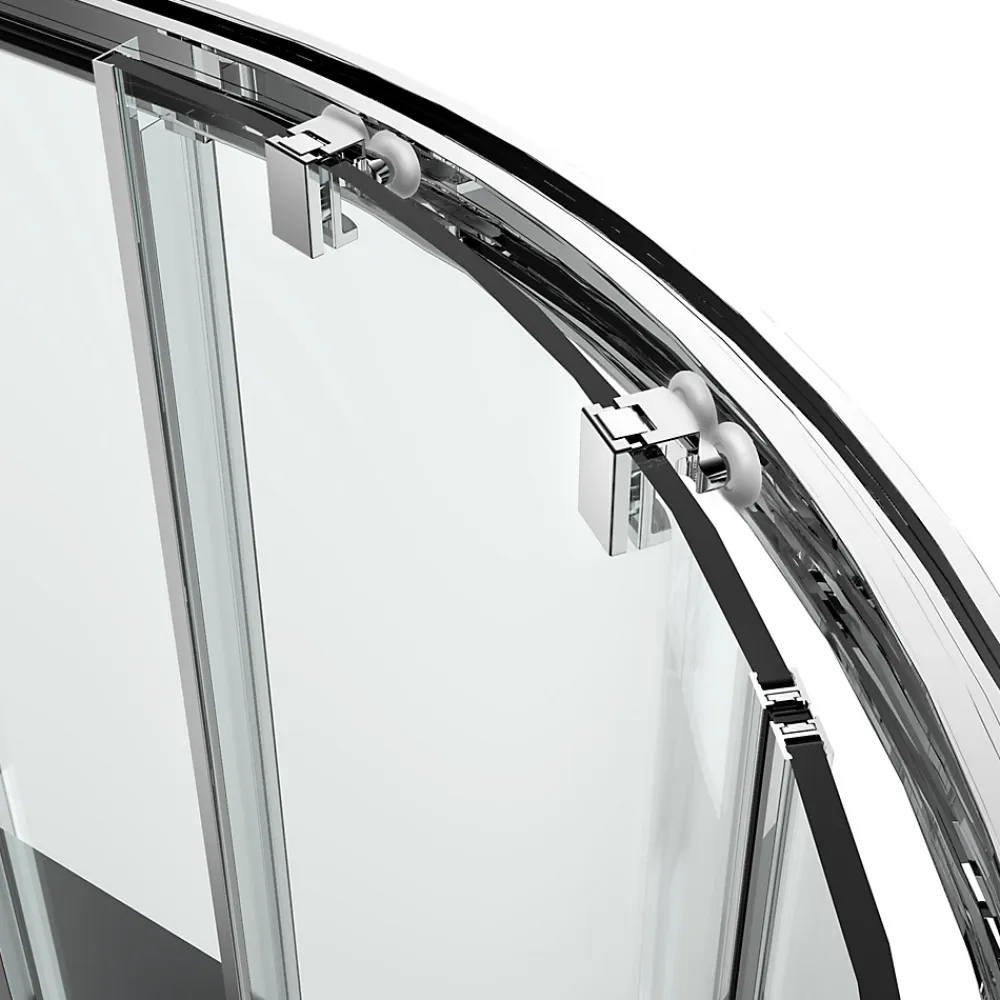 Porte De Douche|GoodHome Portes de douche coulissantes accès d'angle quart de cercle l.80 x L.80 x H.195 cm, verre transparent, profilés alu chrome, Ledava