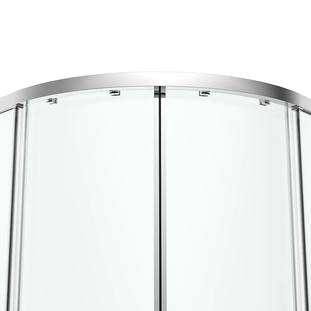 Porte De Douche|GoodHome Portes de douche coulissantes accès d'angle quart de cercle l.80 x L.80 x H.195 cm, verre transparent, profilés alu chrome, Ledava