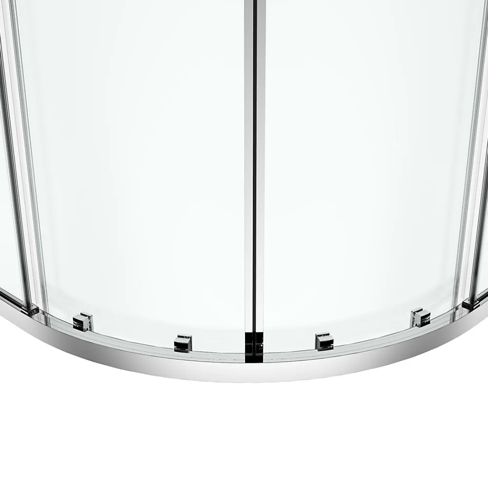 Porte De Douche|GoodHome Portes de douche coulissantes accès d'angle quart de cercle l.80 x L.80 x H.195 cm, verre transparent, profilés alu chrome, Ledava
