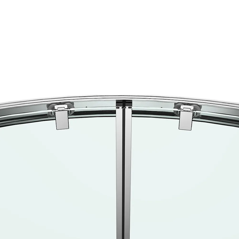 Porte De Douche|GoodHome Portes de douche coulissantes accès d'angle quart de cercle l.80 x L.80 x H.195 cm, verre transparent, profilés alu chrome, Ledava
