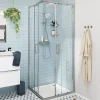 Porte De Douche|GoodHome Portes de douche coulissantes accès d'angle l.90 x L.90 x H.195 cm, verre transparent, profilés alu chrome, Ledava