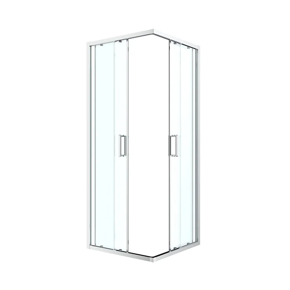 Porte De Douche|GoodHome Portes de douche coulissantes accès d'angle l.90 x L.90 x H.195 cm, verre transparent, profilés alu chrome, Ledava
