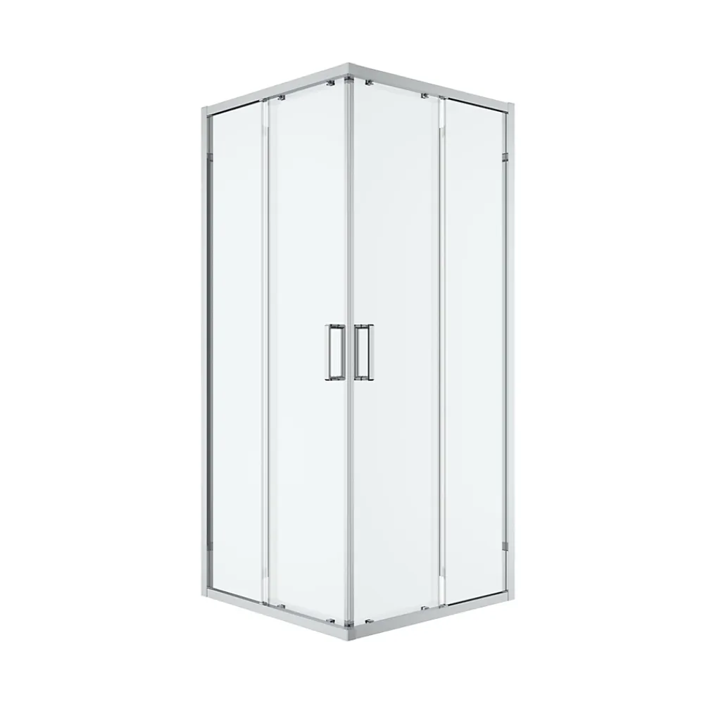 Porte De Douche|GoodHome Portes de douche coulissantes accès d'angle l.90 x L.90 x H.195 cm, verre transparent, profilés alu chrome, Ledava