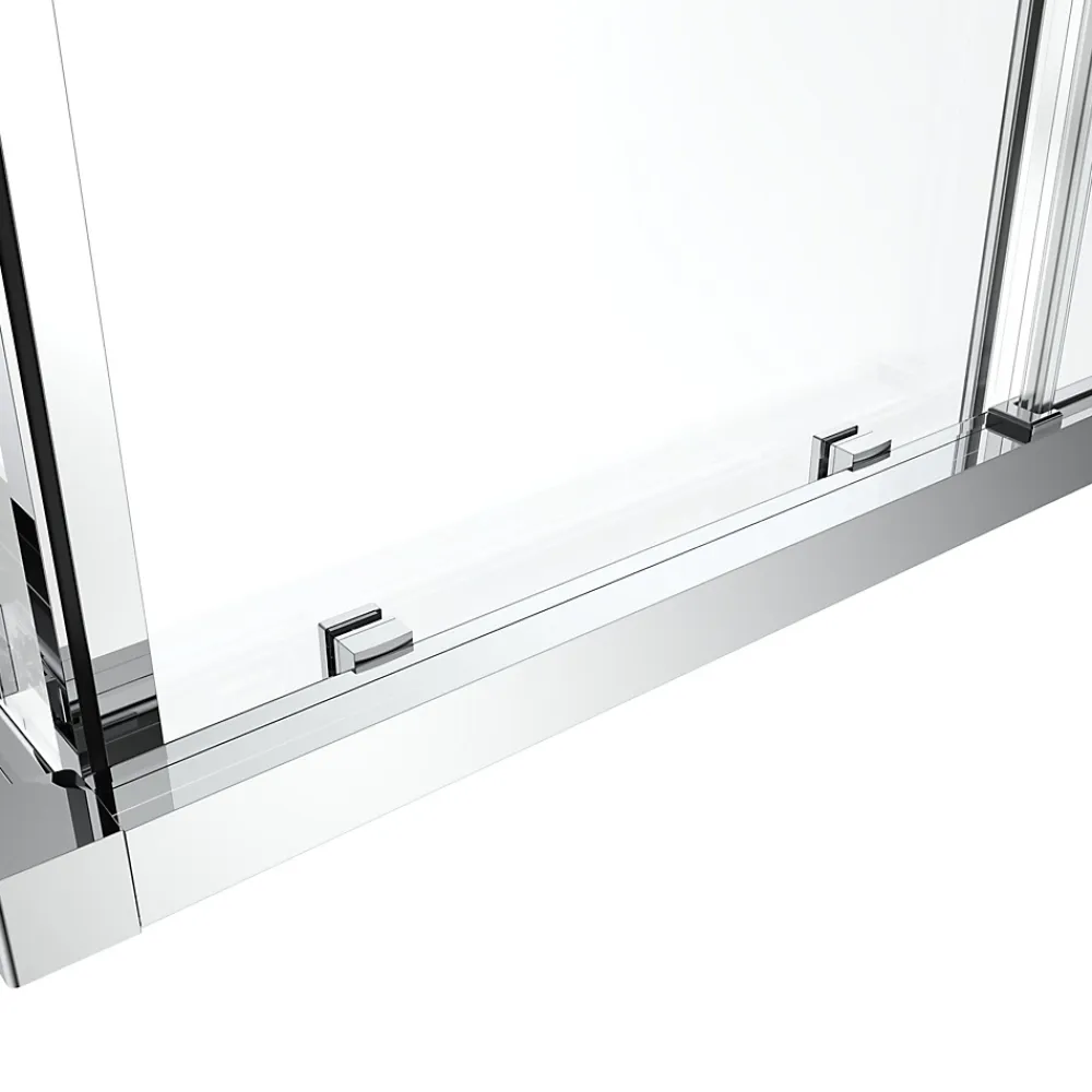 GoodHome Portes de douche coulissantes accès d'angle l.80 x L.80 x H.195 cm, bandes miroir, profilés alu chrome, Ledava