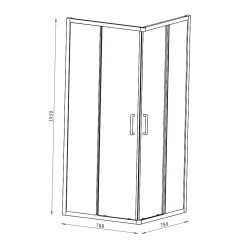 GoodHome Portes de douche coulissantes accès d'angle l.80 x L.80 x H.195 cm, bandes miroir, profilés alu chrome, Ledava