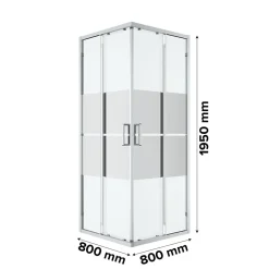 GoodHome Portes de douche coulissantes accès d'angle l.80 x L.80 x H.195 cm, bandes miroir, profilés alu chrome, Ledava