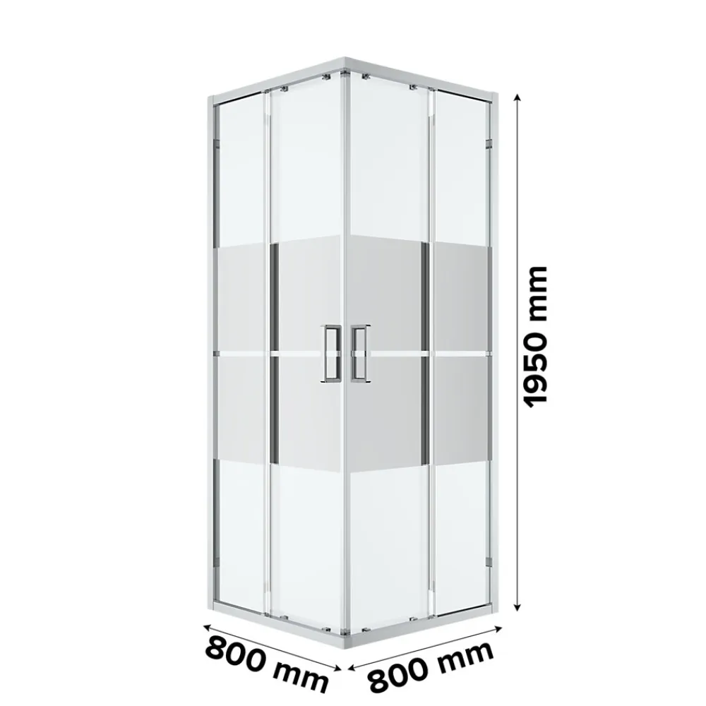 GoodHome Portes de douche coulissantes accès d'angle l.80 x L.80 x H.195 cm, bandes miroir, profilés alu chrome, Ledava