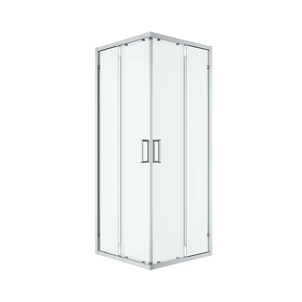 Porte De Douche|GoodHome Portes de douche coulissantes accès d'angle l.80 x L.80 x H.195 cm, verre transparent, profilés alu chrome, Ledava
