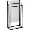 Colonne De Salle De Bains|Idimex Porte-serviettes sur pied KUNO portant pour vêtements et linge de salle de bain avec 3 niveaux d'étendage, structure en métal noir