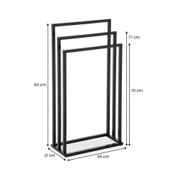 Colonne De Salle De Bains|Idimex Porte-serviettes sur pied KUNO portant pour vêtements et linge de salle de bain avec 3 niveaux d'étendage, structure en métal noir