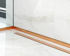 Ilcom Profil de douche en acier inoxydable Cuivre satiné - 12mm x 1300mm x 0,65 ep.