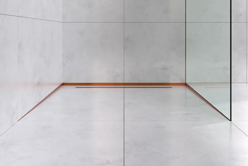 Ilcom Profil de douche en acier inoxydable Cuivre satiné - 12mm x 1300mm x 0,65 ep.