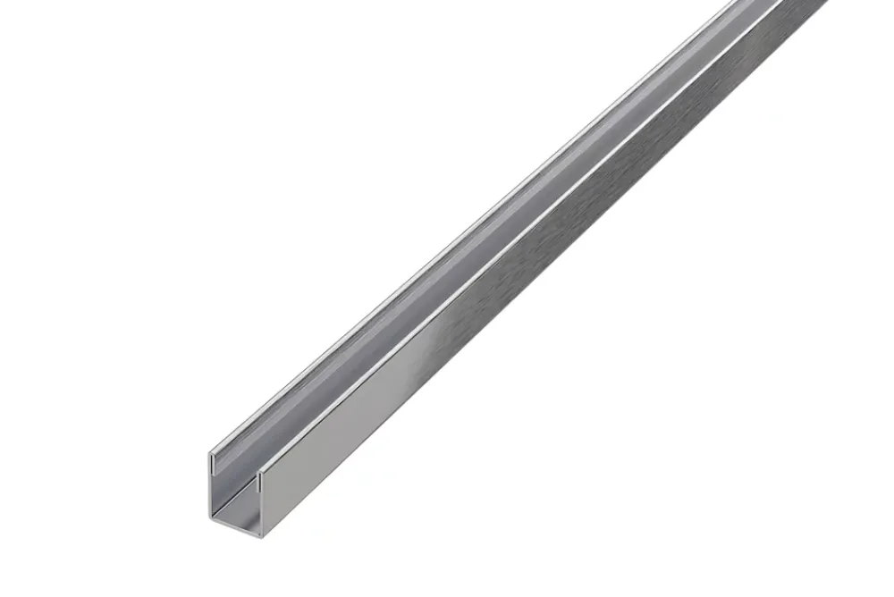 Panneau Mural De Salle De Bains|Ilcom Profil de douche LM en acier inoxydable Argent satiné - 11mm x 2440mm x 0,65 ep.