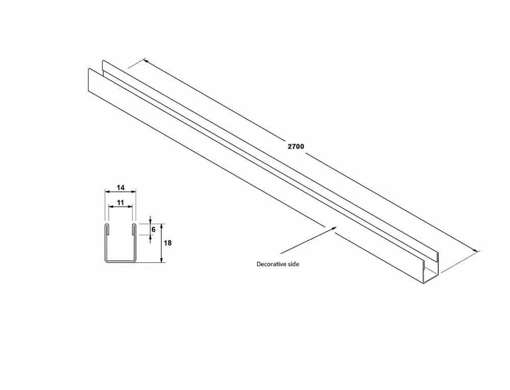 Panneau Mural De Salle De Bains|Ilcom Profil de douche LM en acier inoxydable Argent satiné - 11mm x 2440mm x 0,65 ep.
