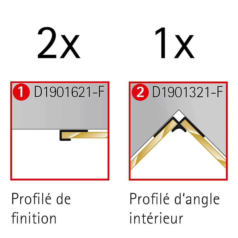 Schulte Profilé de finition + 1 profilé d'angle intérieur pour Panneau mural Décodesign, blanc vendu par 2