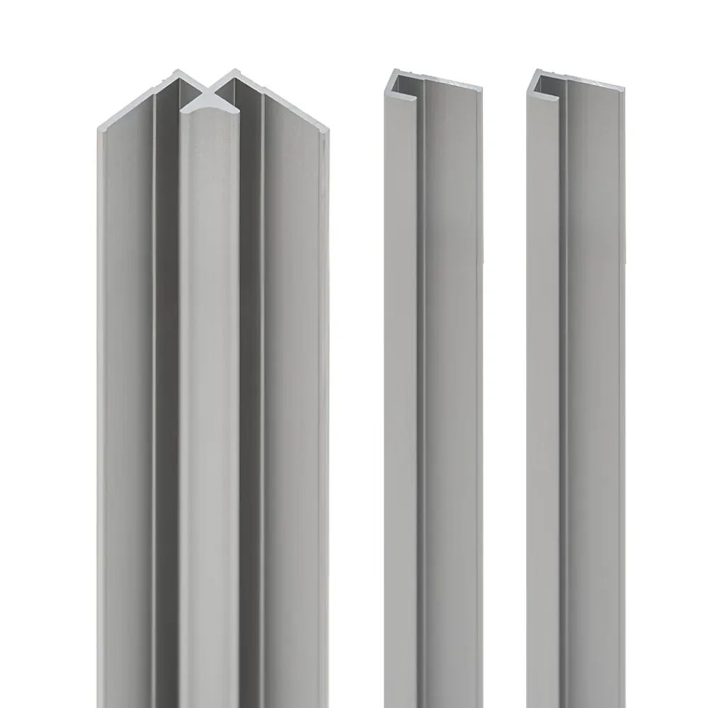 Panneau Mural De Salle De Bains|Schulte Profilé de fintion + 1 profilé d'angle intérieur H.255 x l.2,3 cm, aluminium, argent, Deco Design vendu par 2