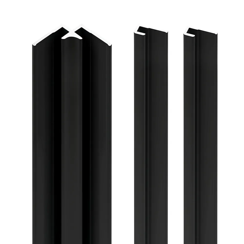 Panneau Mural De Salle De Bains|Schulte Profilé de fintion + 1 profilé d'angle intérieur H.255 x l.2,3 cm, aluminium, noir mat, Deco Design vendu par 2