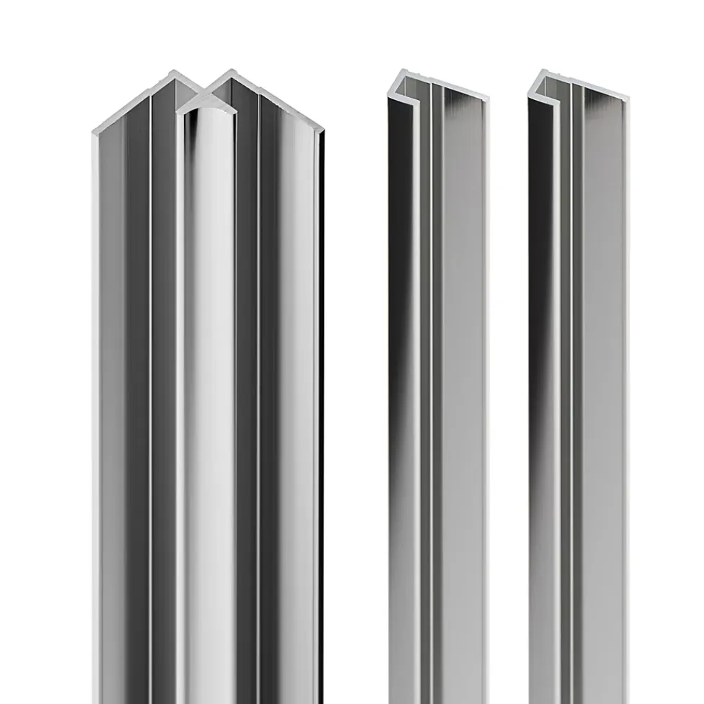 Schulte Profilé de fintion + 1 profilé d'angle intérieur H.255 x l.2,3 cm, aluminium, chrome, Deco Design vendu par 2